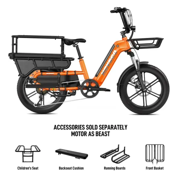 Rear Basket and Strong Load Capacity All Terrain Cargo Electric Bike with Fat Tires and Removable Battery
