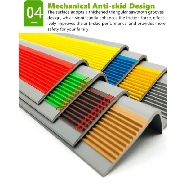 Anti-Slip Stair Treads Rubber Floor Decking External Stair Edge Nosing Trim Vinyl Floor Strips for Indoor & Outdoor Stairs
