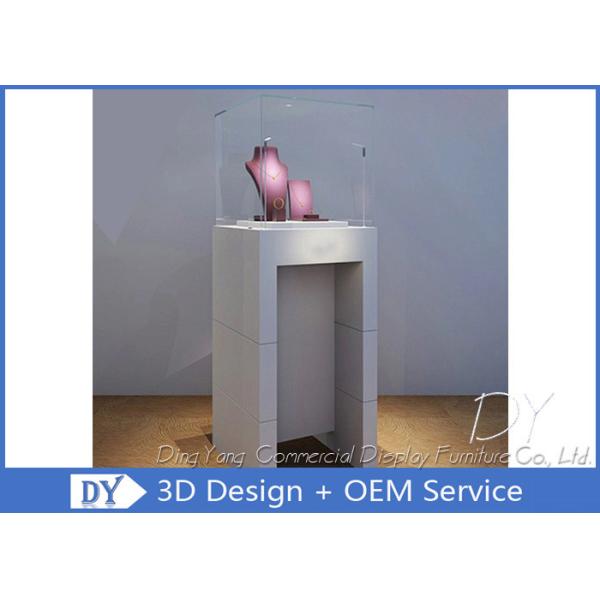 Simple Fashion Pedestal Glass Museum Display Case With Lock / Logo
