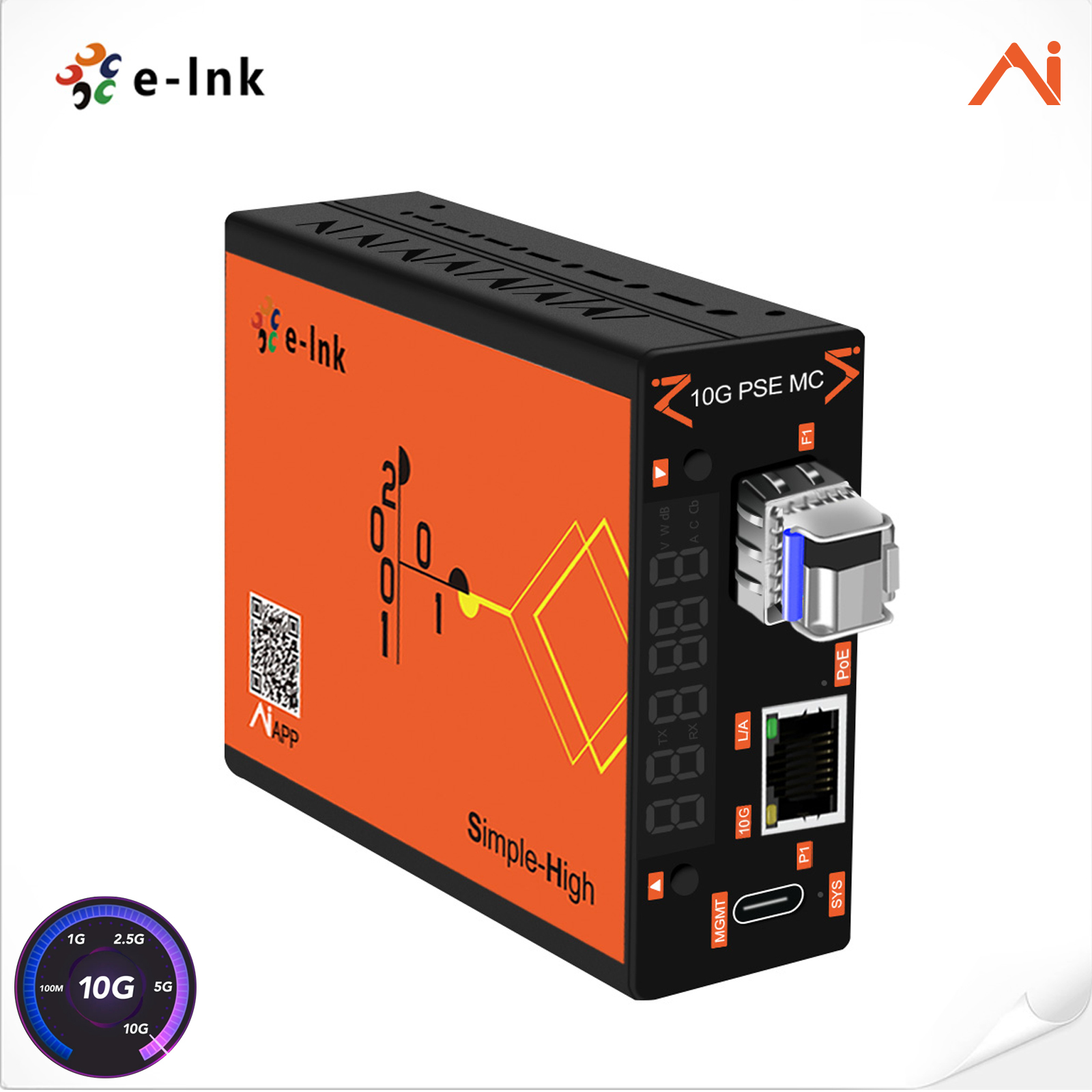 AI Smart Managed 10G/5G/2.5G/1G/100M RJ45 to 10G SFP+ PoE Fiber Media Converter