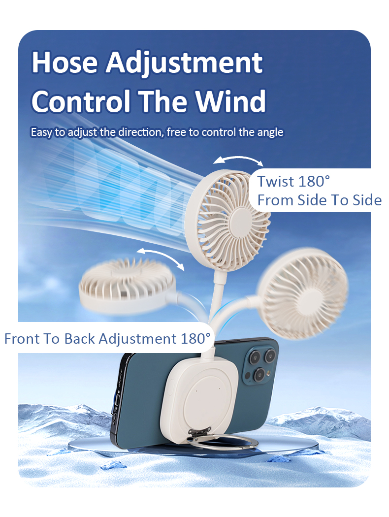 Magnetic Handheld Fan Tripod Durable Mobile Phone Metal Ring Rechargeable Battery Cooling Mini Magnetic Portable Fan with Magnet