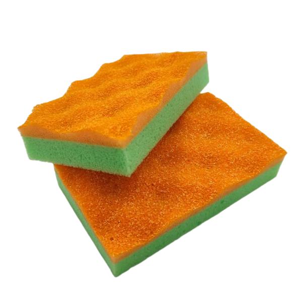 Yellow-Green Heat-Pressed Corrugated Cleaning Sponge Dual-Sided