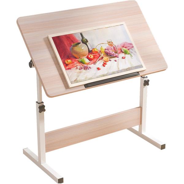 White Wood PC Game Computer Table for Boss Manager Office Manual Height Adjustable