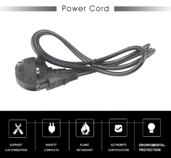 Cabo de alimentação UK BS1363 com conector IEC C5 Fusível 3A 250V