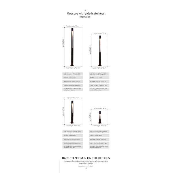 30w 20w 10w Led Outdoor Garden Light Yard Height 2.5m 3m 3.5m 4m