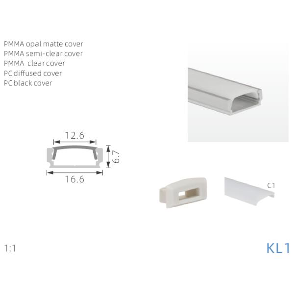 LED Strip Aluminium Profile with PC Diffuser cover surface mounting led channel