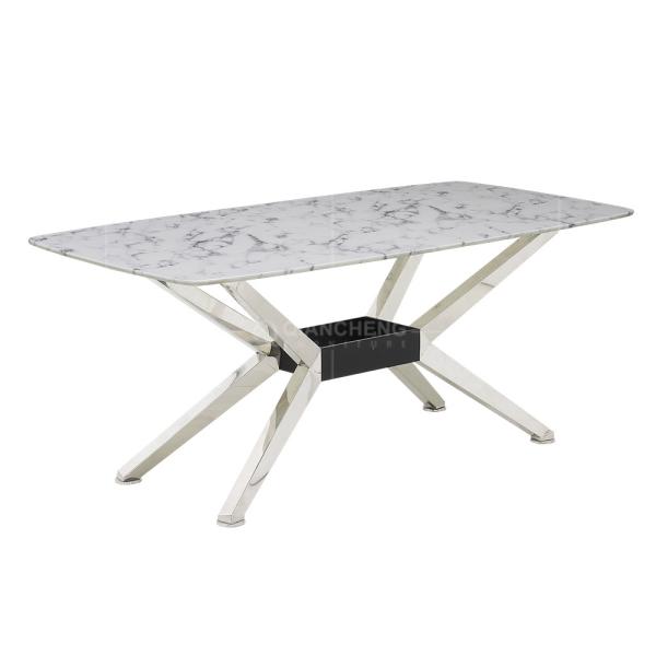 Mesa de jantar de aço inoxidável superior de mármore 78inchx40inchx30inch da mobília da casa