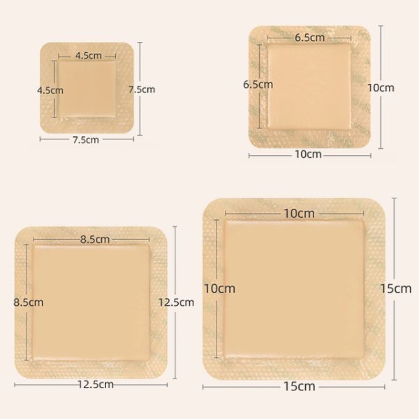 Self Adhesive Silicone Foam Dressing With Border Wound Bandage Pad 12.5x12.5cm