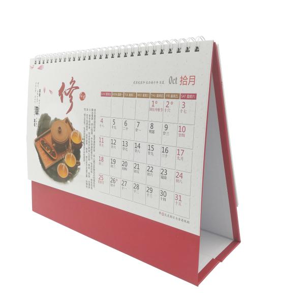 Die Cut Cardboard Desk Calendar Colorful Printed Creative Desk Calendar