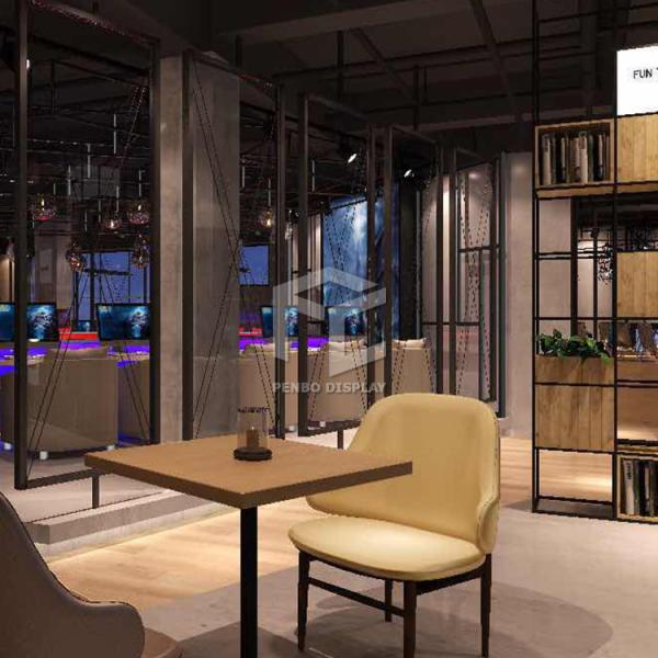 Monomer Design Coffee Shop Furniture 2mm Thick MDF Coffee Shop Cabinet