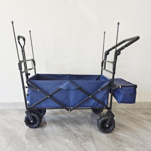 Collapsible Camping Cart Beach Trolley Cart With Roof Dollies Folding Wagon