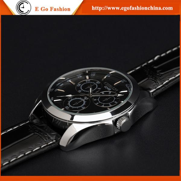 024B 3 Subdials Unisex Watch Genuine Leather Strap Quartz Watches for Man Women's Watches