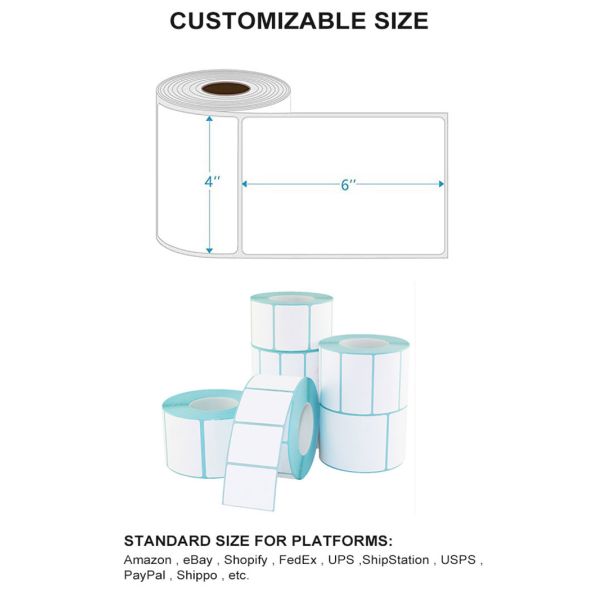 Adhesive Blank Paper 4x6 Thermal Labels Printer Roll for Shipping