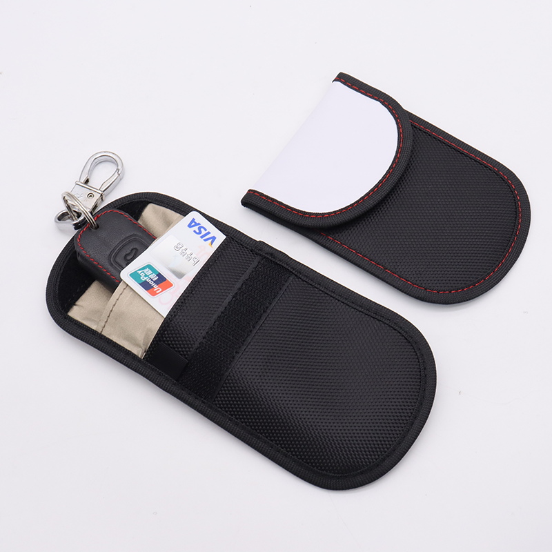 Customized Durable PU Leather Signal Blocking Pouch Faraday Bag Sublimation RFID Protective Bag For Phones Cards And Keys