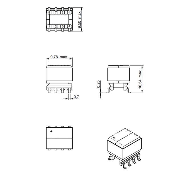 Самозащищающийся и эффективный в пространстве SMPS Flyback Transformer 750311019