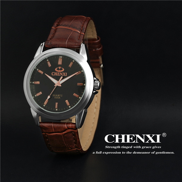 Guangzhou Watch Supplier Stainless Steel Case Back Quartz Watch Leather Strap Watches Mens