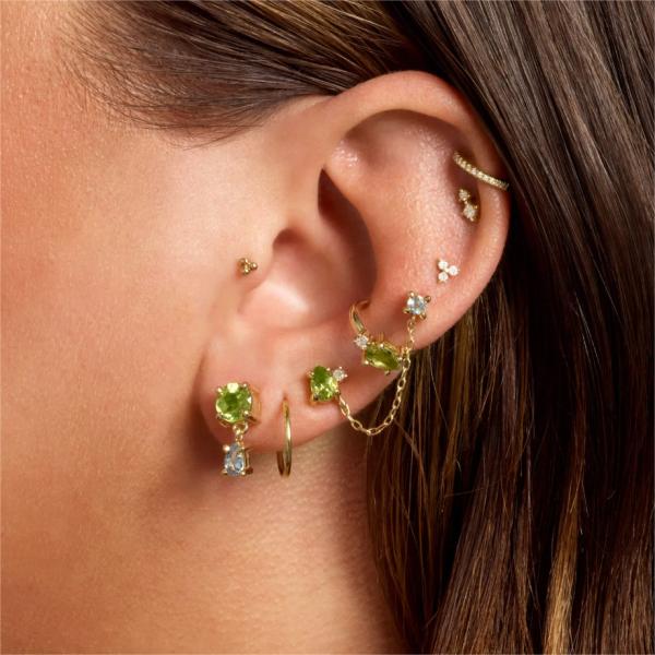Золото 18K покрытое серебром 925 Sterling ТРЕНДИ Design Pear Cut Peridot Чехлы