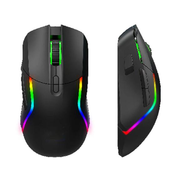 This 2.4G wireless+Bluetooth RGB Gaming mouse with 8 buttons,1200-3200DPI adjustment,3.7V/600mA battery