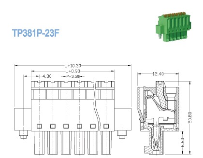 Зеленое 2P - 20P Pluggable терминальные блоки, тангаж 3.50mm затыкают внутри терминальные блоки