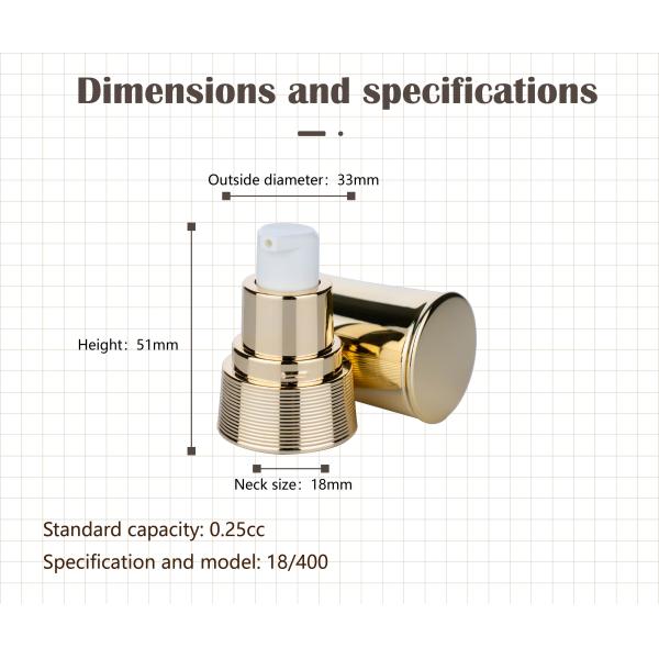 18/400 White and Gold Electroplated Aluminum Foundation Pump Head Cream Pump Green Bottle for Personal Care and Cosmetics