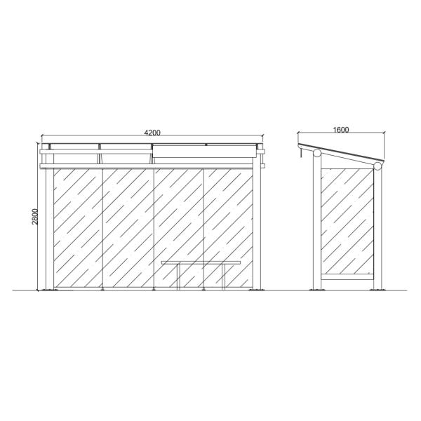 Solar 4200x1600x1800mm 85% Modern Bus Shelter