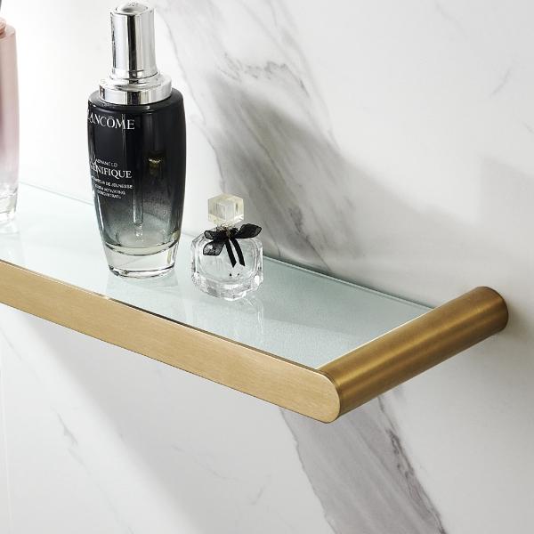 Luxury Stainless Steel Bathroom Accessories Shelves Glass Flat Rack Kid Friendly