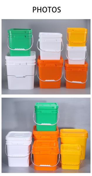 PP Square Shape 5 Gallon Paint Pail Transparent Food Grade Plastic Bucket With Lid Handle