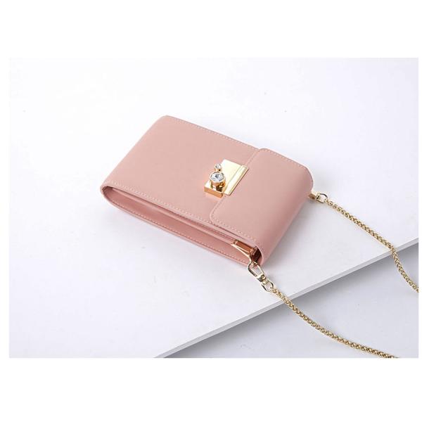 2019 new fashion Korean version of versatile vertical slant body mini bag PU leather chain mobile phone bag