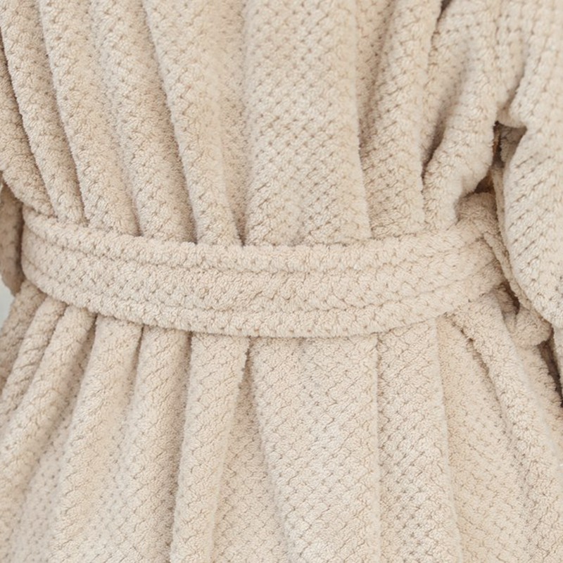 Luxury Hooded Waffle Coral Fleece Bathrobe Dual Texture Comfort Elegance