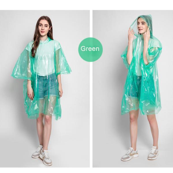 Waterproof Disposable Raincoat for Women Adults Transparent Colorful Plastic Foldable