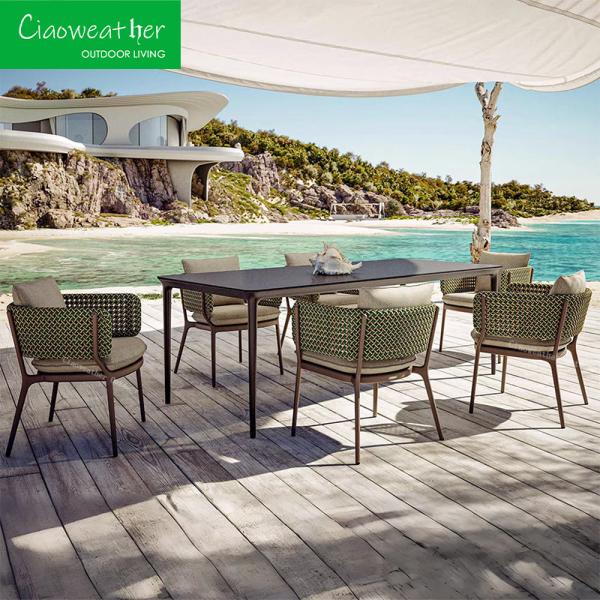 Cadre d'aluminium Design moderne canapé de jardin Chaise en rotin Wicker Tissage de meubles d'extérieur pour hôtel