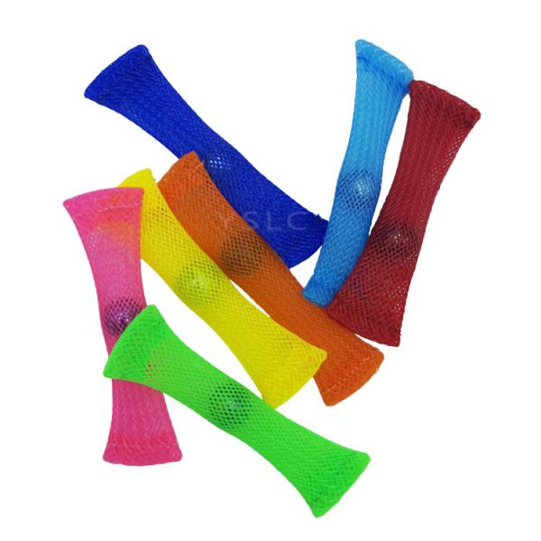 Colorful PET Expandable Braided Sleeving Mesh Tube Flexible Fidget Toys With Marble
