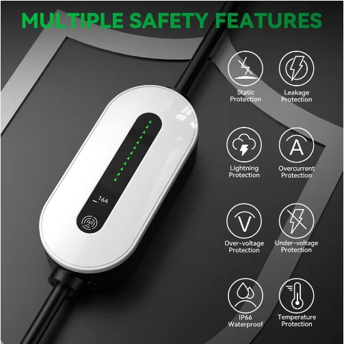 Portable EV Car Charger Designed for Home and Fleet with Universal Type 2 Compatibility and IP66 Rated Waterproof Design