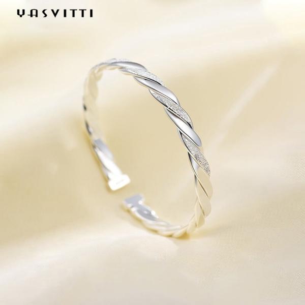 родий браслета тумака извива 3g 13cm покрыл Bangles CZ 925 серебряные