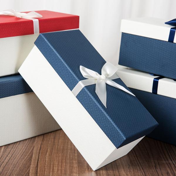 Заказ на заказ Пустой картонный свадебный подарочный ящик с галстуком и лентой