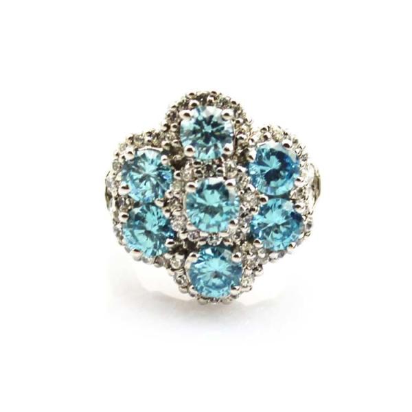 Fashion Jewelry Larger 925 Silver Ring with Created Blue Cubic Zircon Ring(FR009)
