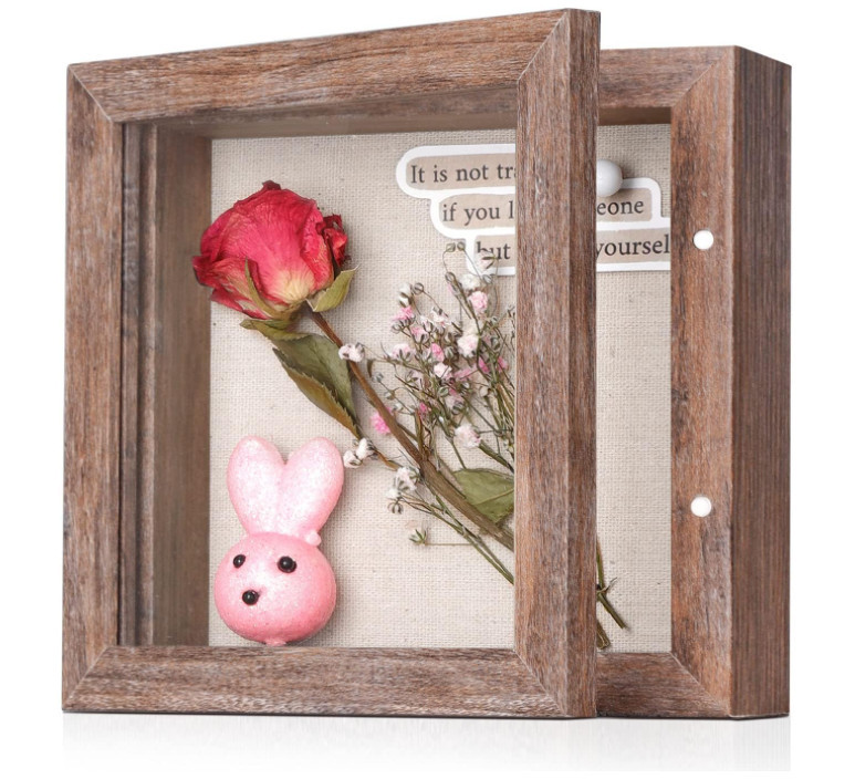 Best Selling Rustic Brown 5x5 Home Wall Mount Wood Decorative Memory Display Case Pictures Shadow Box