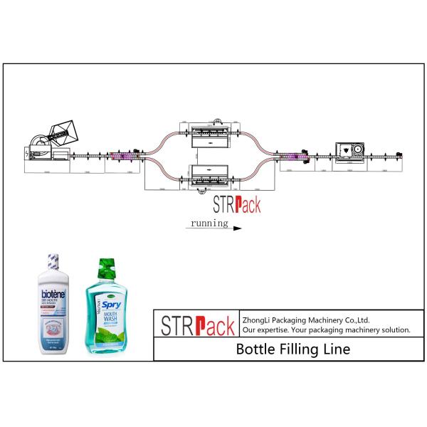 Линия упаковки Mouthwash с бутылкой Unscramble, заполняя машина, покрывая машина