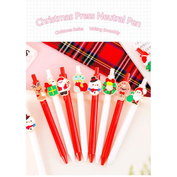 Pluma de plástico de dibujos animados de 0,5 mm de Navidad de tinta constante Prensa de firma Pluma neutral