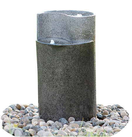 Cylinder Shaped Cast Stone Garden Fountains / Large Outdoor Fountains 