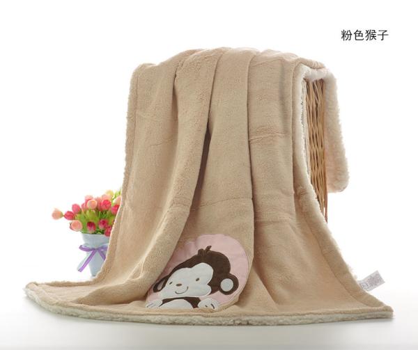 Animal Pattern Cartoon Print Blanket With Sherpa Backing For Adults / Baby