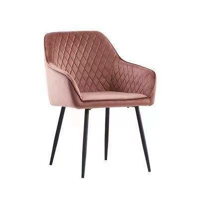 Italy Velvet Upholstered Dining Chair Metal Frame Custom Color