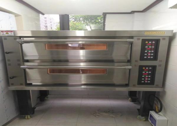 12kw Gas Bakery Deck Oven Electric Steam Stone Double Deck Four Trays