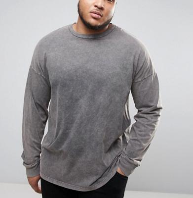 Acid Washed Men'S Oversized Long Sleeve T Shirt , Cool Plus Size T Shirts