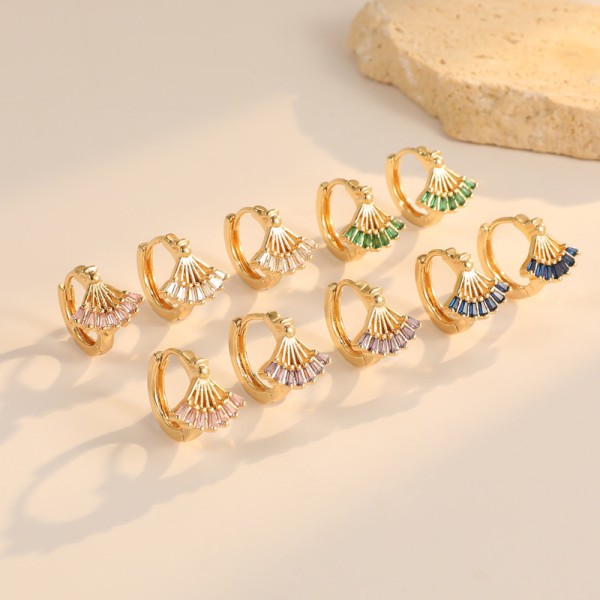 14K Gold Plated Brass 925 Silver Needle Hypoallergenic Women's Earrings Colorful Zircon Earrings Women's Earring Accessories