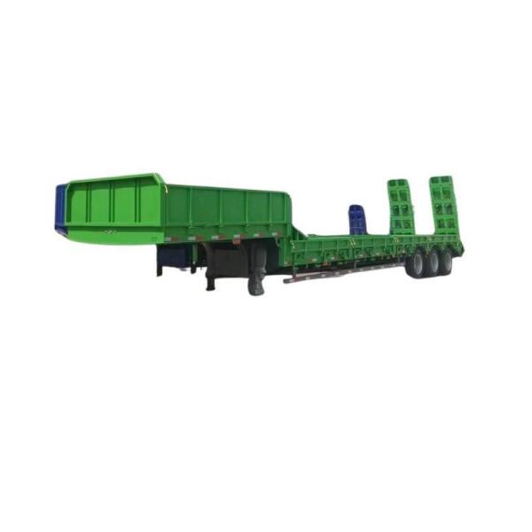 Hard Wood Floor Low Bed Deck Transport Excavator Semi Trailer with Relay Valve Wabco