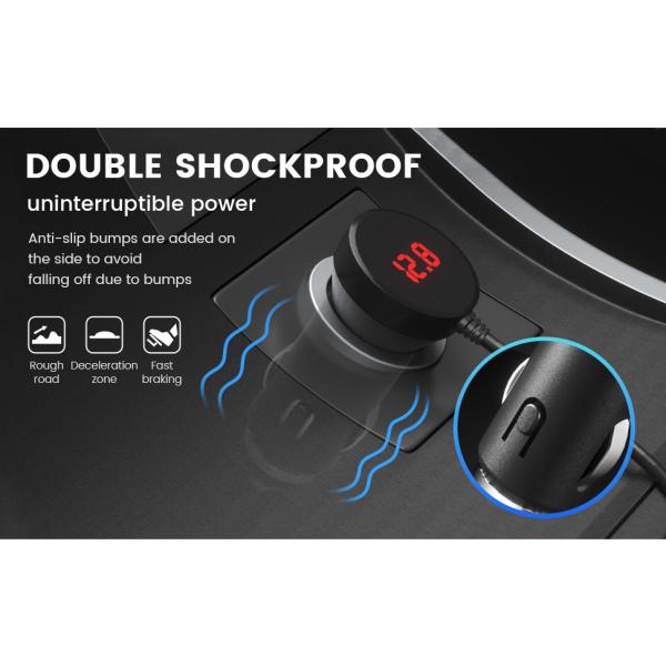 Professional 12V-24V Cigarette Lighter with 2 Charging Ports and Voltage Monitoring