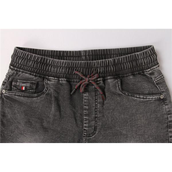 Black Washed Men's Denim Half Pants Mens Elastic Waist Jean Shorts