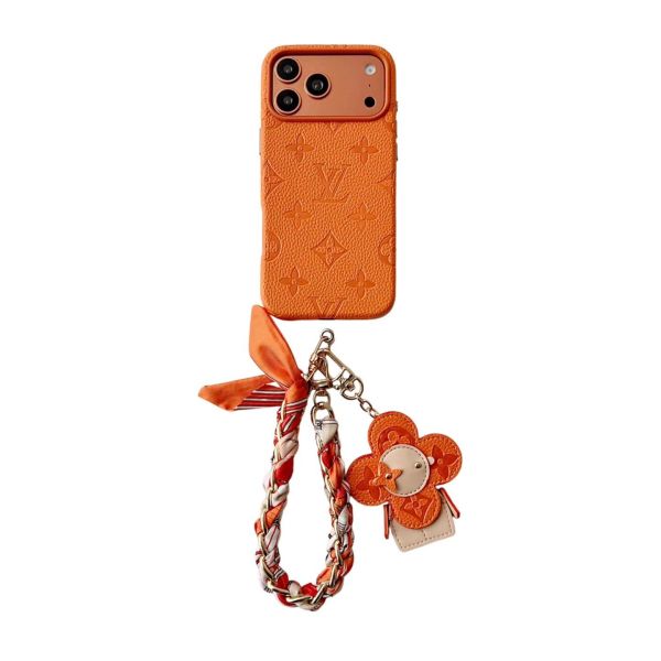 Genuine Leather Vintage LV Full-Cover Phone Case with Accessories