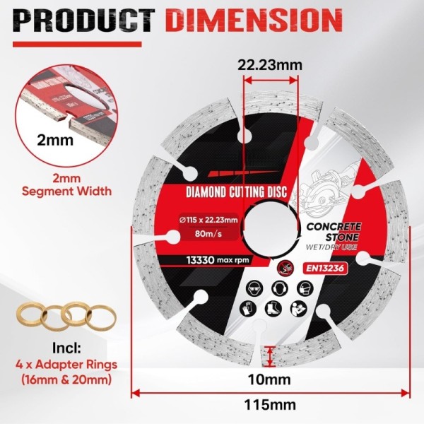 Professional 4-1/2 Inch Crack Chaser Blade | 1/4 Extra-Thick Segment for Masonry